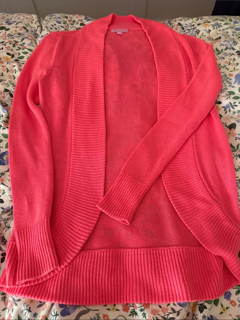 Lilly Pulitzer Coral Pink Open-Front Cardigan